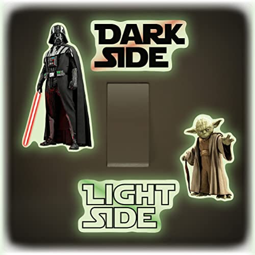 SuperDuperDecor Star Wars Light Switch Stickers. Black, Colour, or Glow-in-the-Dark. decal child room lightswitch wall vinyl dark side darth vader yoda GLOW-IN-DARK