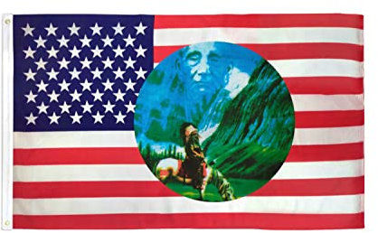 AZ FLAG Bandiera Stati Uniti con Indiano in Cerchio 150x90cm - Bandiera con NATIVI Americani 90 x 150 cm
