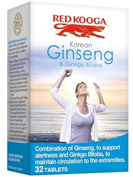 Red Kooga Ginseng Multivitamins and Minerals, with Vitamins B2, B6 and 12 and Niacin, Zinc and Iron, Pack of 32 Tablets