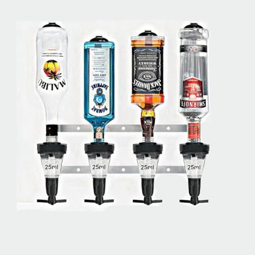 Chabrias Ltd Traditional 25ml 4 Bottle Optics For Spirits UK Made, Bar Optics, Shots Measure, Optics For Home Bar, Wall Bracket, Drinks Measures For Spirits, Spirit Dispenser, Outdoor Bar, Garden Bar