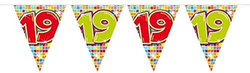 Folat 60019 - Wimpelkette Blocks Geburtstag - ca. 3 m - Zahl: 19