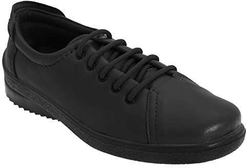 Mod Comfys 5 Eye Lace to Toe Leisure Trainer Shoe - Black Softie Leather, Ladies UK 3/EU 36