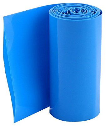 sourcing map 2Meters 70mm Width PVC Heat Shrink Wrap Tube Blue for 4 x 18650 Battery Pack