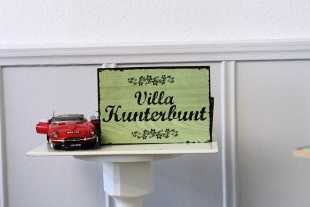 Creativ Deluxe Vintage Schild für Wand oder Tür, Villa Kunterbunt - zum Aufstellen
