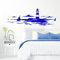 Grandora Skyline Küstenlandschaft Leuchtturm I brilliantblau 120 x 42 cm I Bad Wohnzimmer Schlafzimmer Aufkleber Wandaufkleber Wandsticker Modern W974