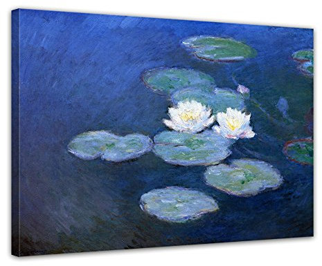 Bilderdepot24 Bild auf Leinwand | Claude Monet Seerosen in 70x50 cm als Wandbild | Wand-deko Dekoration Wohnung alte Meister | 180221-70x50