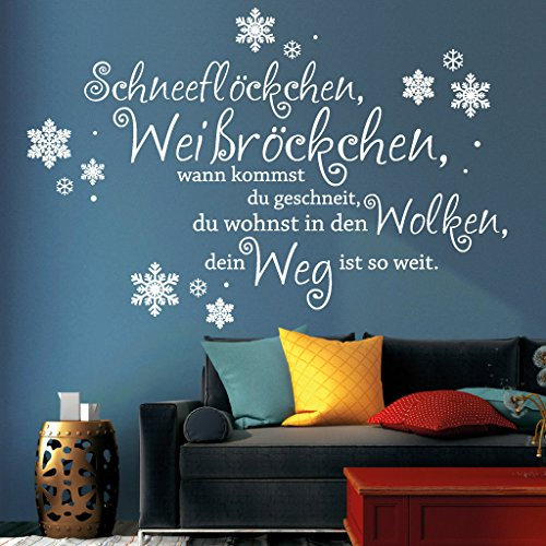 Wandtattoo Loft „Schneeflöckchen, Weißröckchen wann kommst du geschneit, du wohnst in den Wolken, dein Weg ist so weit.“ - Wandtattoo / 54 Farben / 4 Größen/pastellgrün / 115 cm Höhe x 171 cm Breite