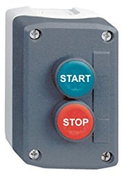 Schneider Electric Control station, plastic, dark grey lid, 2 flush push buttons Ø22, marked START STOP, 1 NO + 1 NC