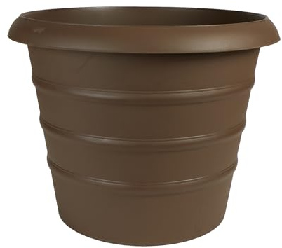 The HC Companies 20 Inch Marina Planter Lightweight Indoor Outdoor Plastic Plant Pot for Herbs and Flowers, Chocolate