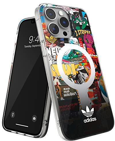adidas Custodia progettata per iPhone 14 Pro Max | Protezione antiurto contro le cadute | Ricarica wireless e compatibile MagSafe | Custodia trasparente da 6,7 pollici con design a tema originale |