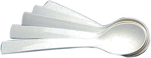 BATANIA 6 x Kunststoff Salatlöffel | Theken-Löffel | Feinkostlöffel, weiß | Länge 23,5 cm