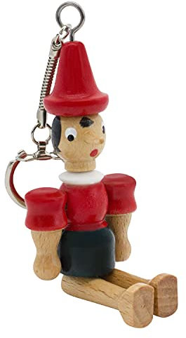 GICO Pinocchio Porte-clés en Bois, Longueur : 10 cm-fabriqué en Italie - 9029