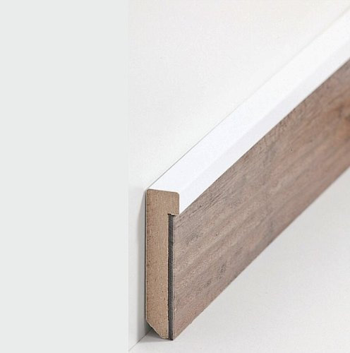 25 Meter Südbrock Fußleisten / Design Fußleiste für Vinylboden Frankfurt - weiß (MDF foliert - 725.5131)