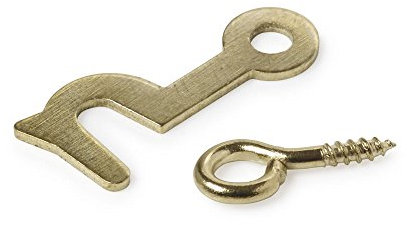 Merriway BH02303 EB Picture Frame Side Hooks and Eyes, 25 mm (1 inch) Brass Plated , Pack of 2 Pair