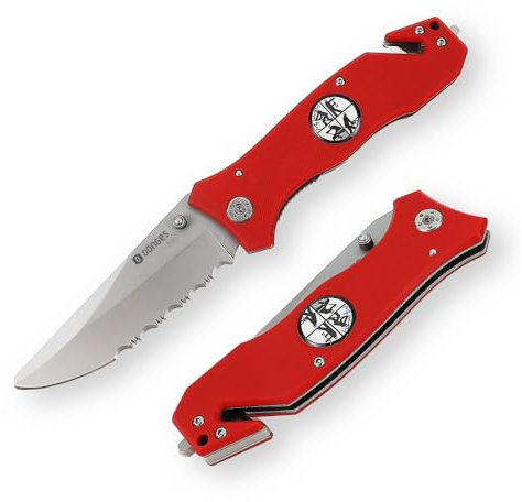 Dönges Rettungsmesser Economy II Wellenschliff Feuerwehrmesser mit Gurtschneider & Glasbrecher | Taschenmesser für Auto, Survival, Jagd | Angelmesser Gurttrenner Scheibenzertrümmerer Rescueknife