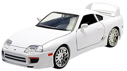 Jada Toys Fast & Furious Brian's 1995 Toyota Supra, Auto, Spielzeugauto aus Die-cast, öffnende Türen, Kofferraum & Motorhaube, Maßstab 1:24, weiß