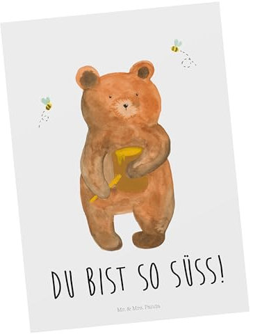Mr. & Mrs. Panda Postkarte Bär Honig - Geschenk, Einladungskarten Geburtstag, Verliebte, Teddy, Einladung, Teddybär, Einladung Geburtstag,