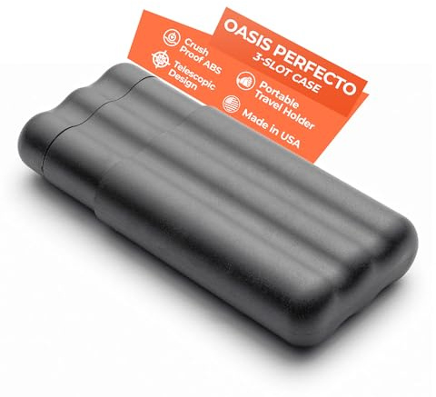 Cigarrenetui Perfecto schwarz/verstellbar15-22cm/ 2cm 3er Corona, Robusto mit eingebautem Humidifer