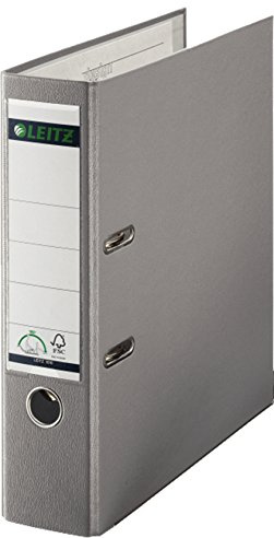 Leitz 1010 Aktenordner 180°-Mechanismus A4 80 mm Rücken Plastikeinschub mit Etikette grau