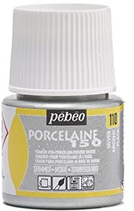 Pebeo 24110 Porcelaine 150 China Paint 45-Milliliter Bottle, Shimmer Silver