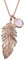 Elli Halskette Silber 925 Rosé 18K Vergoldet Feder Anhänger Kette Damen Rosenquarz Schmuck Geschenke für Frauen Mädchen Mama Freundin, Boho Festival Silberkette Länge 70 cm