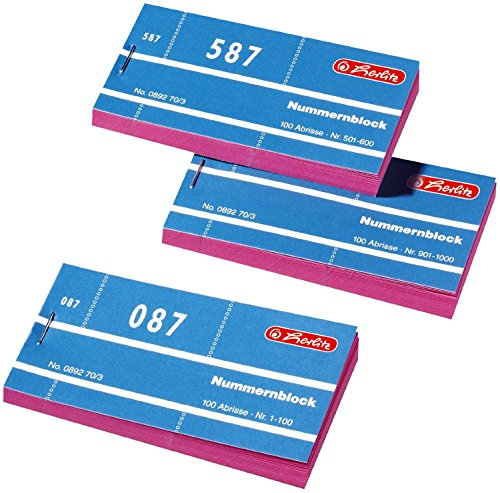Herlitz Nummernblöcke 1-1000 Nummer 1-1000 50x100 Abrisse | 5000 Sortiert