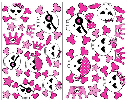 Samunshi® 28x Wandtattoo Mädchen Totenköpfe Set Wandbilder Kinderzimmer Deko Junge Wandtattoo Kinderzimmer Mädchen Wandsticker 2x 16x26cm