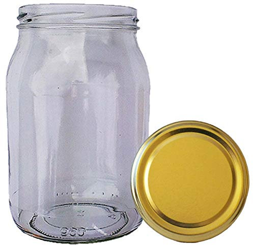 Wamat 900 ml Einweckgläser mit Deckel Gold Einmachgläser Vorratsgläser Einmachglas Weck (Menge: 32 Stück)