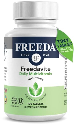 Freedavite Tiny Tablet - Moderate Multivitamin for Men and Women - Vitamin A, C, D, E, B1, B2, B6, B12, Biotin, Calcium, Zinc, Iron, Magnesium, Manganese, Copper, Selenium, Iodine - 100 Count