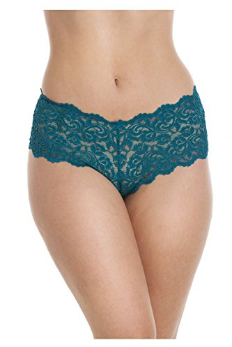 Camille Womens Three Pack Teal Green Floral Lace Boxer Shorts