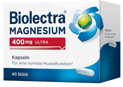 Biolectra Magnesium 400 mg Ultra Kapseln 40 Stück: Für eine normale Muskelfunktion bei erhöhtem Bedarf, Magnesium-Kapseln, hochdosiert