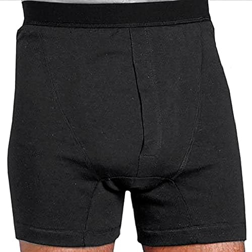 Kozee Komforts Martex Washable Gents Male Boxers Incontinence Pants 350ml Capacity Open Fly - Large 40 - 42 (102cm - 107cm) - Black