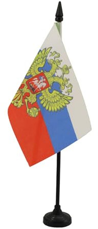 AZ FLAG - Tischflagge Russland Mit Adler - 15x10 cm - Russische Tischfahne 10 x 15 Cm - Flaggen
