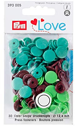 Prym 393005 Love Druckknopf Color KST 12,4 mm grün/hellgrün/braun, Polyester, 12.4 m