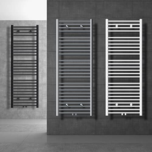 ECD Germany Badheizkörper 500 x 1500 mm - Weiß - gebogen mit Mittelanschluss - Design Heizkörper Handtuchwärmer Handtuchtrockner Handtuchheizkörper Handtuchheizung Handtuchheizer Badezimmer Heizung
