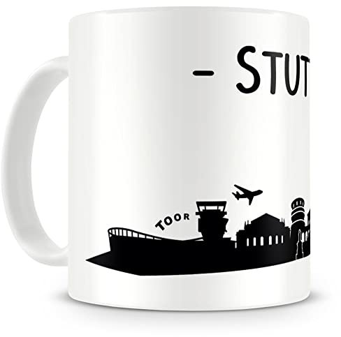 Samunshi® Stuttgart Skyline Tasse Kaffeetasse Teetasse H:95mm/D:82mm weiß