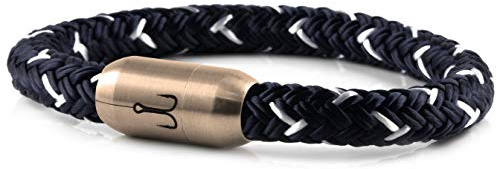 Fischers Fritze Armband Segeltau Königsmakrele marineblau weiß - Handgemacht im Geschenkkarton I Maritim & Wasserfest