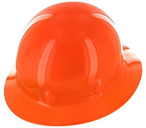 Fibre-Metal by Honeywell SuperEight Thermoplastic Full Brim Hard Hat with 8-Point Ratchet Suspension, Hi-Viz Strong Orange