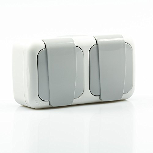 Viko Palmiye Steckdose 2-fach waagrecht grau, IP54, Aufputz Steckdosen