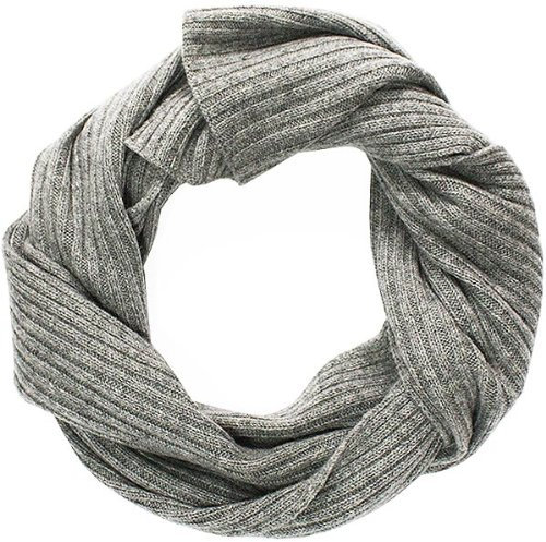 LORD OF LABEL Kaschmir Schal Rippen-Strick Grau, 165 x 26 cm