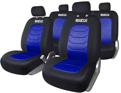 Sparco Sitzbezüge Sparco Schwarz / Blau (11-Teilig) (also kompatibel mit Side-Airbags)