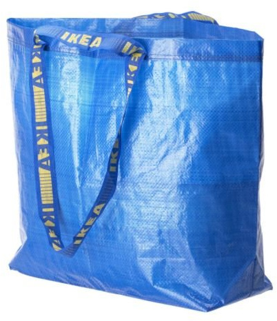 FRAKTA Carrier Bag, Medium, Blue, Length: 45 cm Depth: 18 cm Height: 45 cm Max. load: 25 kg Volume: 36 l, Easy to keep clean – just rinse and dry. - Takes little room to store as it folds flat. - Also suitable for waste sorting.