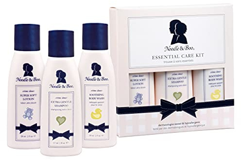 Noodle & Boo Essential Care 3-teiliges Set Super Soft Baby Lotion, extra sanftes Shampoo und beruhigendes Duschgel, je 57 ml