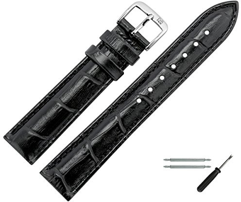 MARBURGER Uhrenarmband 16mm Leder Alligator Prägung - Werkzeug Montage Set 14316