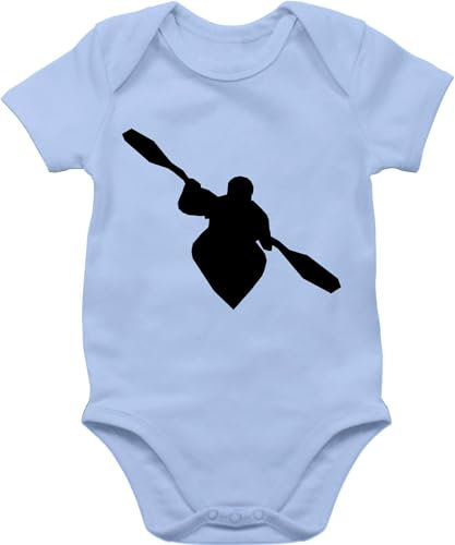 Baby Body Junge Mädchen - Sport & Bewegung - Kajak - 3/6 Monate - Babyblau - american football outfit 25. geburtstag kanu babysachen mit jungs rudern strampler basketball