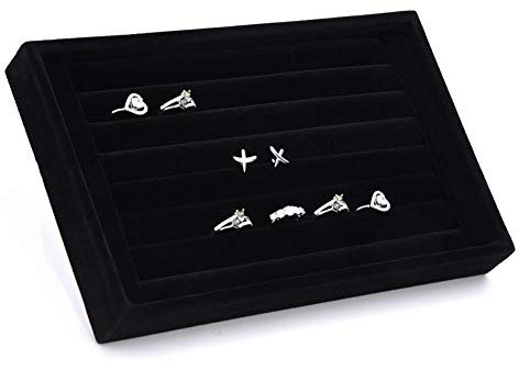 Yosoo Ring Schmuck Display Aufbewahrungsbox Tray Case Organizer für Krawattenklammer Ohrringe