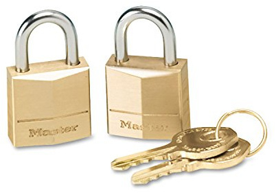 Master Lock 120T Three-Pin Brass Tumbler Locks, 3/4-Inch Wide, 2 Locks & 2 Keys, 2/Pack
