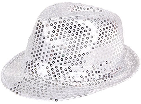 Alsino Clubstyle Partyhut Trilby Th-57 Silber Hut Blink Fedora Bogart Glitzerhut Glitter