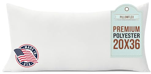 Pillowflex Hochwertiger Polyester-Kisseneinsatz – 50,8 x 91,4 cm Kissenform – maschinenwaschbar, weiches Standard-Bett-Schlafkissen, großes, rechteckiges Polyester-Kissenbezug, 1 dekoratives Kissen