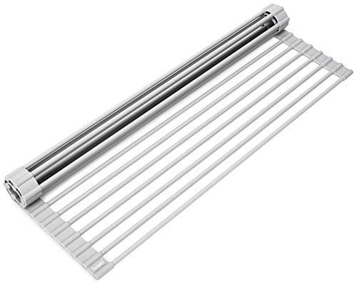 Surpahs Escurridor de Platos Enrollable, Gris cálido, Grande, 20.5 x 13.1 Pulgadas